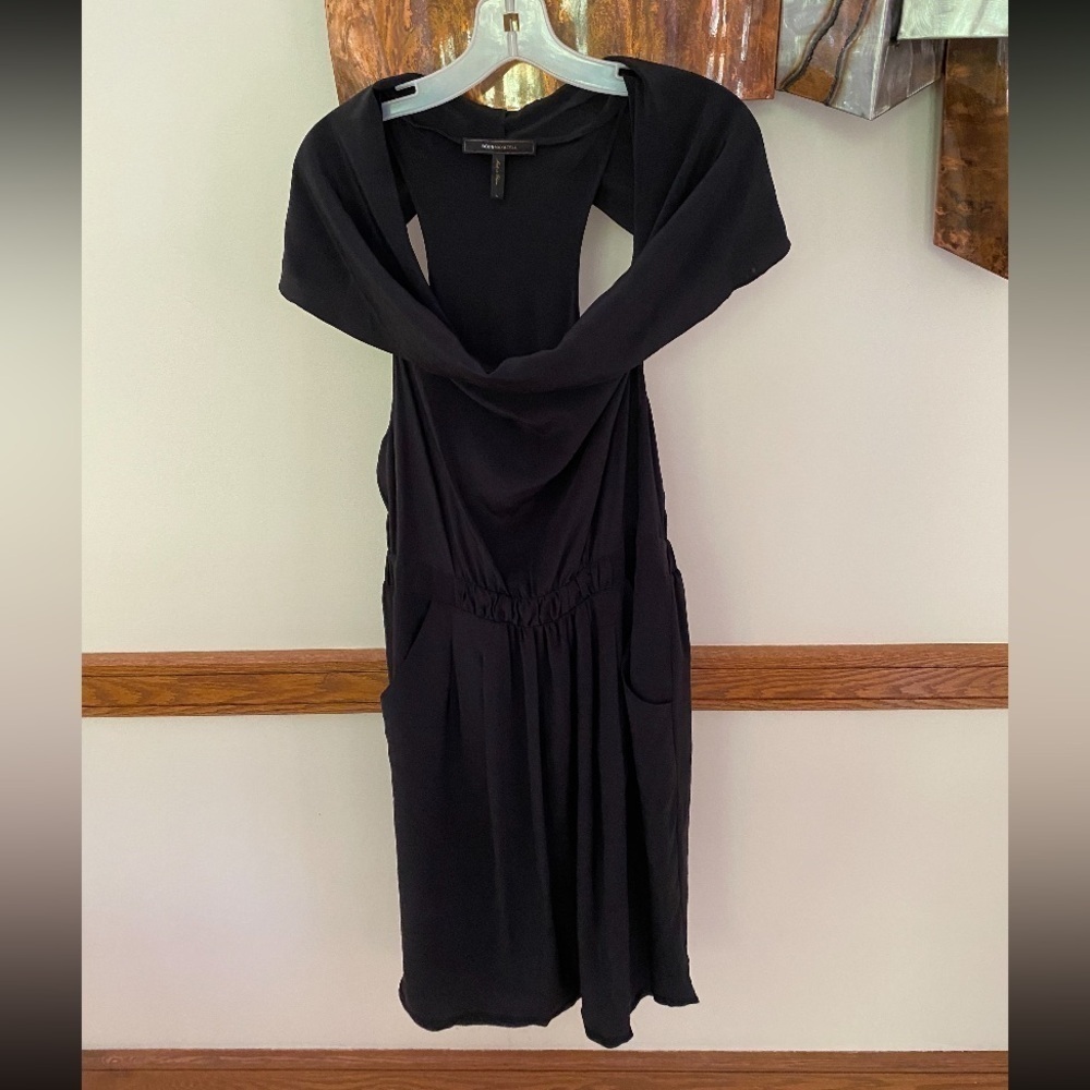 BCBG off the shoulder black dress L